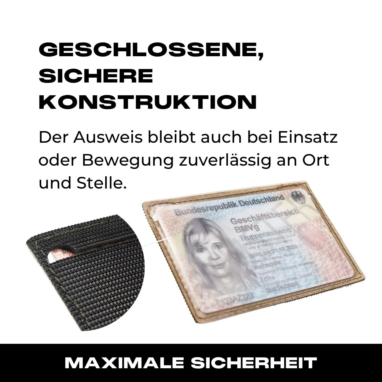 Ausweisfach mit Hakenklett in Coyote - Image 3