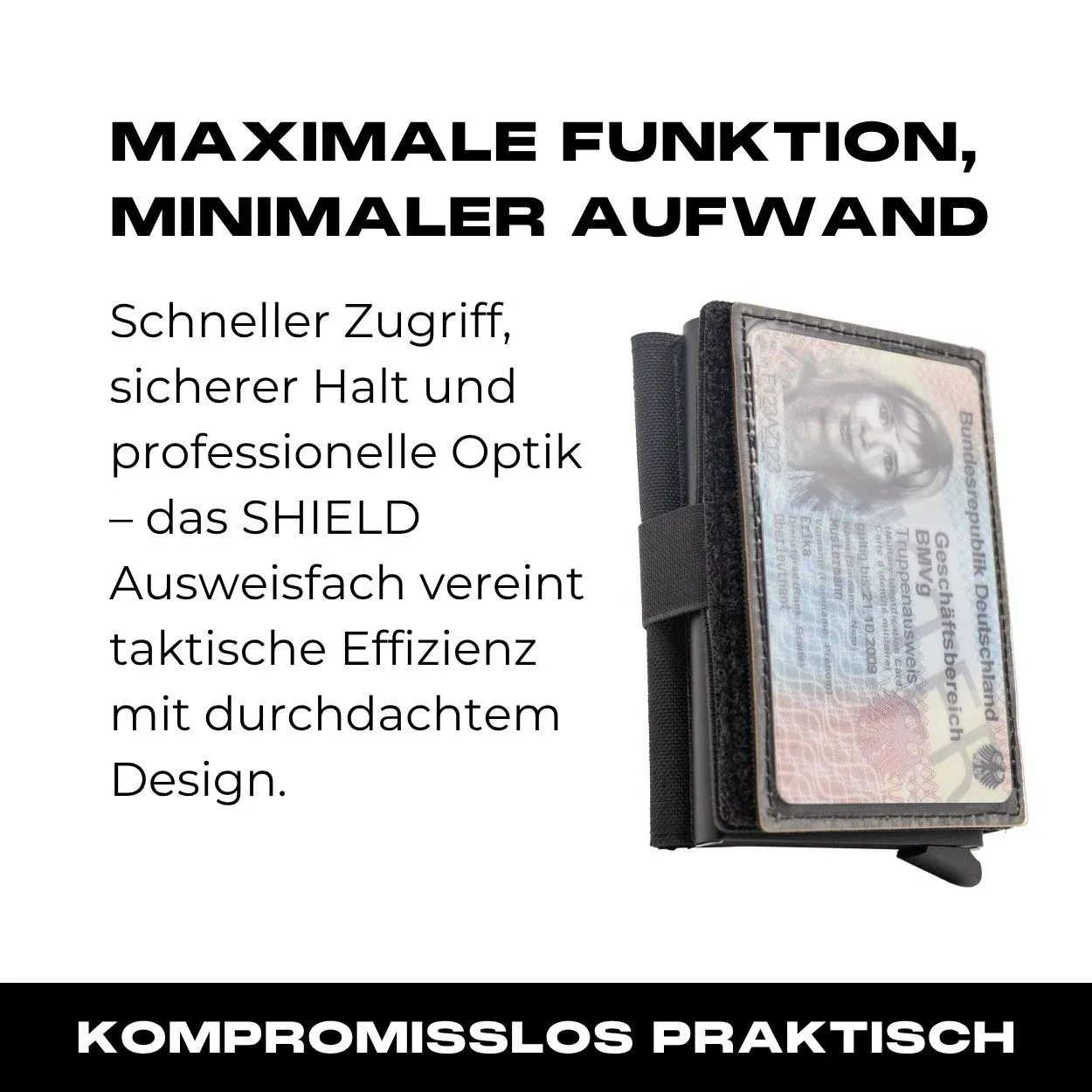 Ausweisfach mit Hakenklett in Schwarz - Image 10