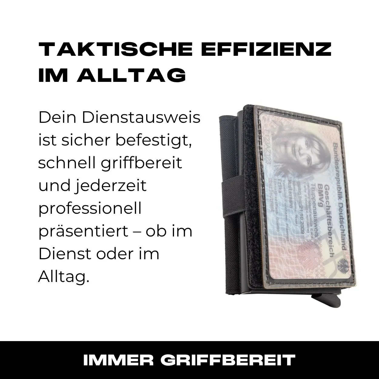 Ausweisfach mit Hakenklett in Schwarz - Image 2