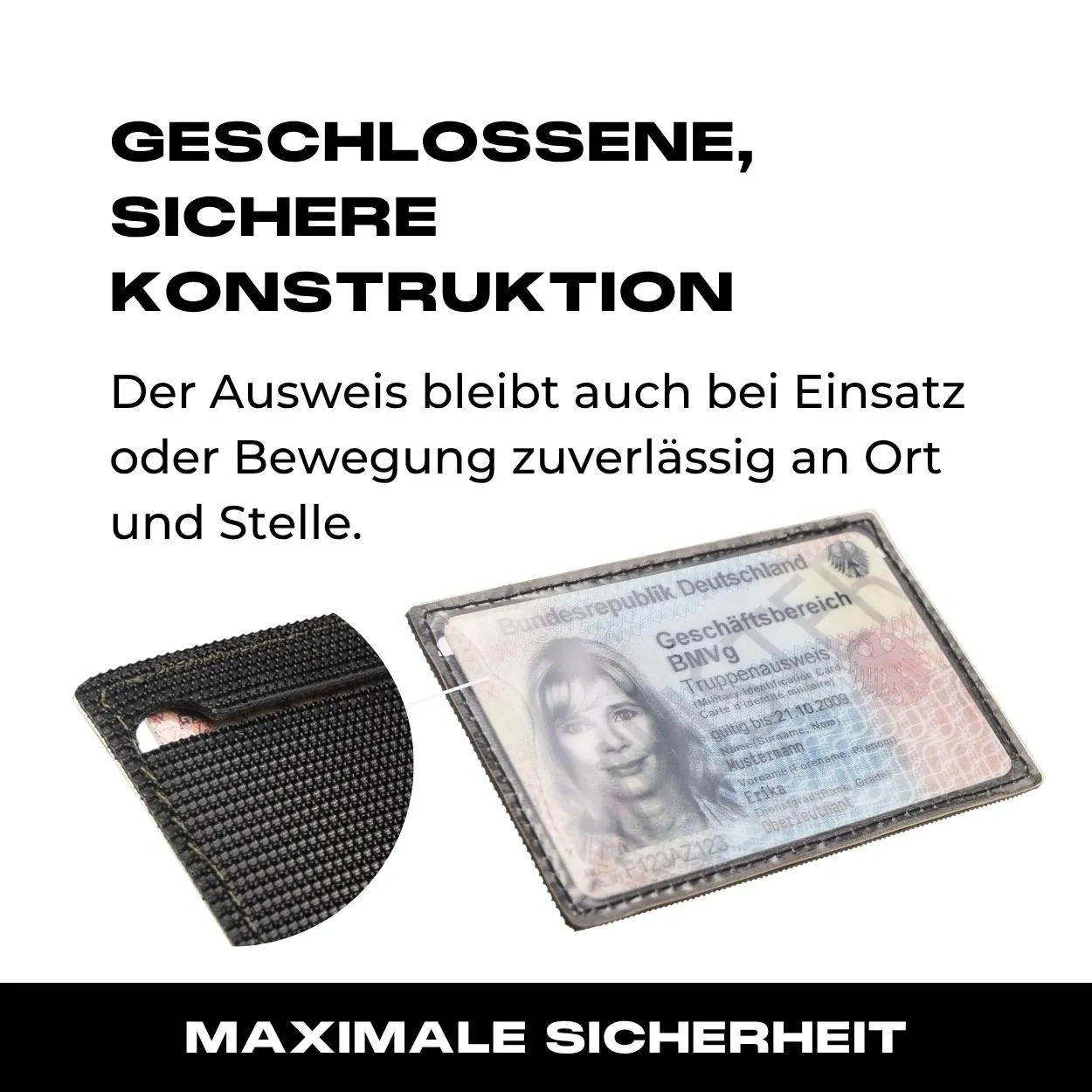 Ausweisfach mit Hakenklett in Schwarz - Image 3